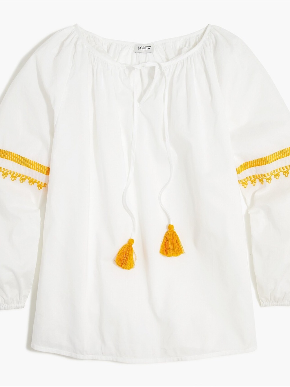 J. Crew Raglan cotton popover top with embroidered hem